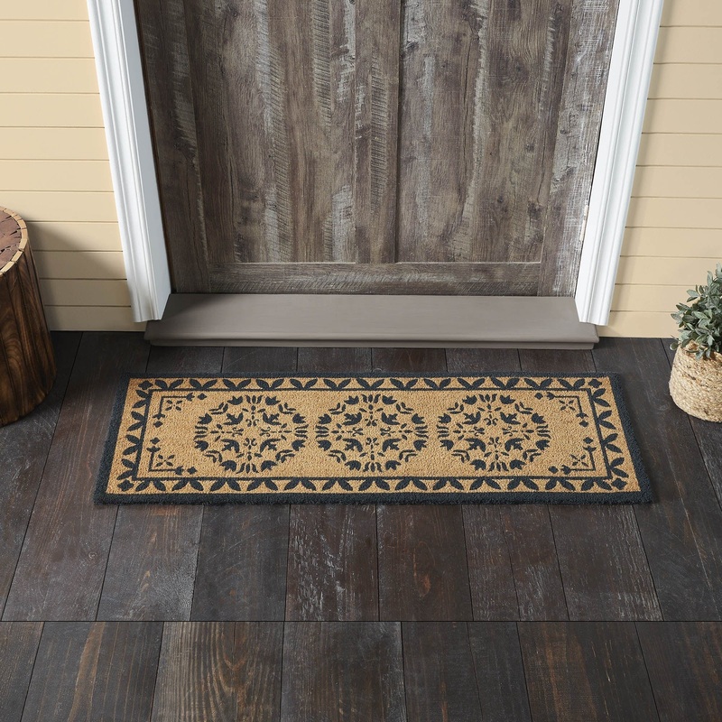 Charleston Mosaic Charcoal Coir Rug Rect 17×48