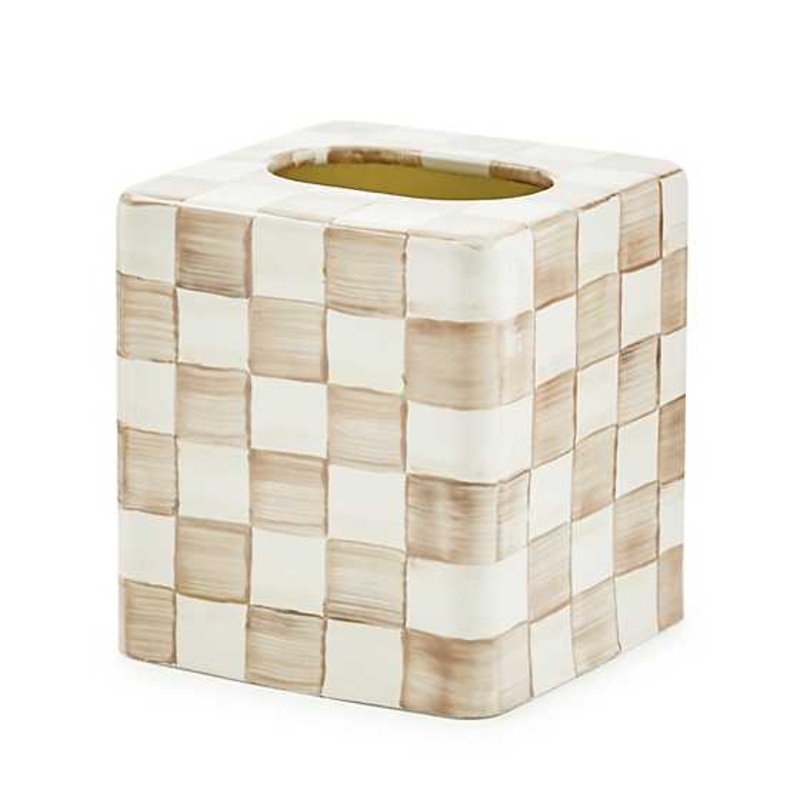 Mocha Check Enamel Boutique Tissue Box Cover