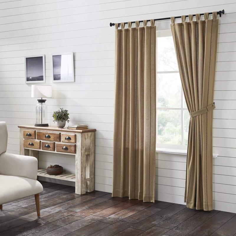 Stitched Burlap Natural Panel Set of 2 84×40