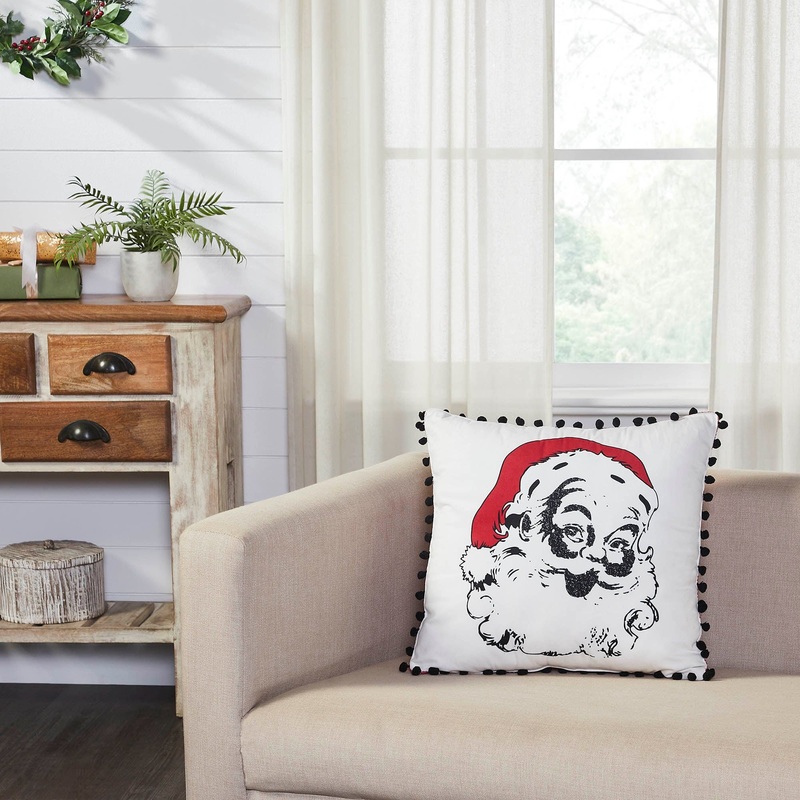 Annie Red Check Vintage Santa Pillow 18×18