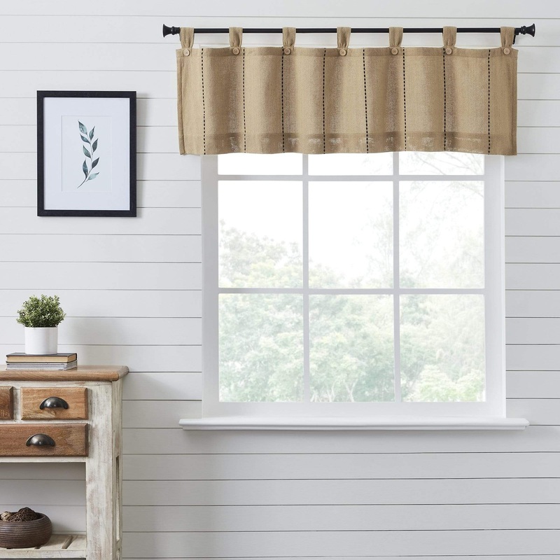 Stitched Burlap Natural Valance 16×60